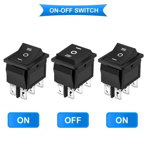 Vista 5 de Interruptor basculante AC 16A/250V 20A/125V DPDT On/Off/On Mini botón de presión de 3 colores (negro/rojo/verde) 6 pines 3 posiciones LED