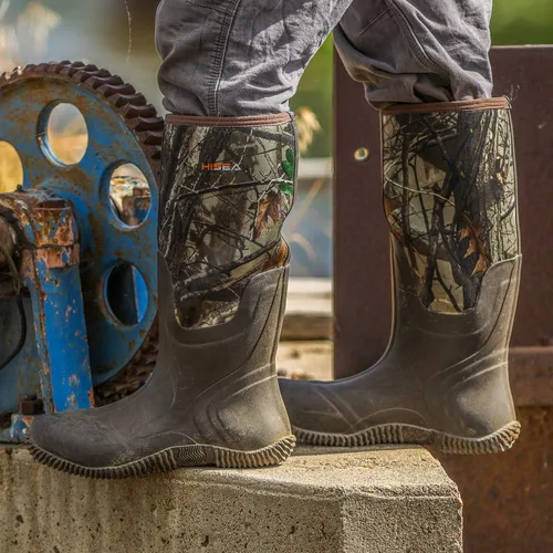 Vista 6 de HISEA Botas de lluvia para hombre, impermeables, duraderas, con aislamiento de goma de neopreno de 0.197 pulgadas, botas al aire libre para barro