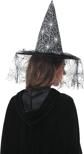 Vista 3 de HDE Sombrero de bruja para Halloween, disfraz de bruja malvada, accesorio para adultos, talla única