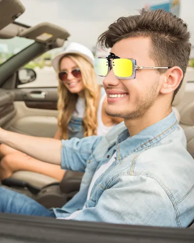 Vista 7 de 5 pares de gafas de sol polarizadas con clip sin borde, gafas de conducción antirreflejos