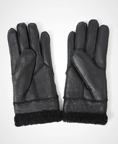 Vista 3 de YISEVEN Guantes de piel de oveja de invierno para mujer, puños de lana