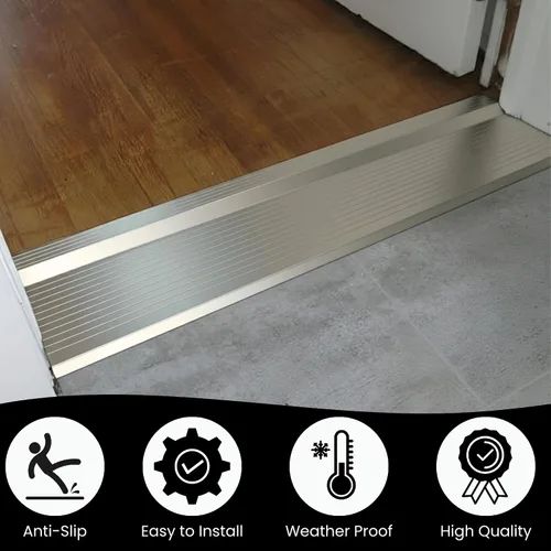 Vista 7 de KC Hardware Extensión de umbral de aluminio, extensor de umbral de puerta de alta resistencia para umbral existente, transición suave de puerta, uso