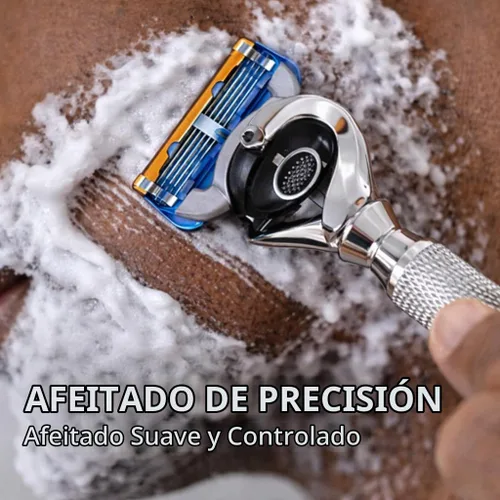 Vista 4 de Maquinilla de afeitar con mango de bola flexible, maquinilla de afeitar de mango largo cromado con tecnología Flex Pivot y agarre moleteado