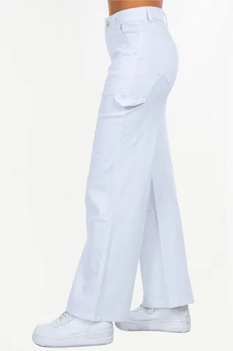 Vista 2 de Love Moda Pantalones de sarga de pierna recta de cintura alta para mujer con elastano