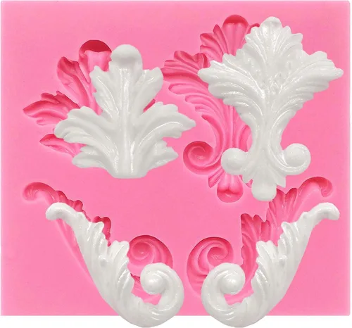 Vista 14 de Funshowcase Flourish Scroll Lace Fondant Molde de silicona para decoración de pasteles, proyectos de manualidades de arcilla polimérica