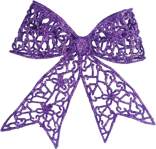 Vista 5 de YYCRAFT Flores de pascua con purpurina con purpurina, lazo de mariposa de 5 pulgadas para adornos de árbol de Navidad, decoraciones de Navidad