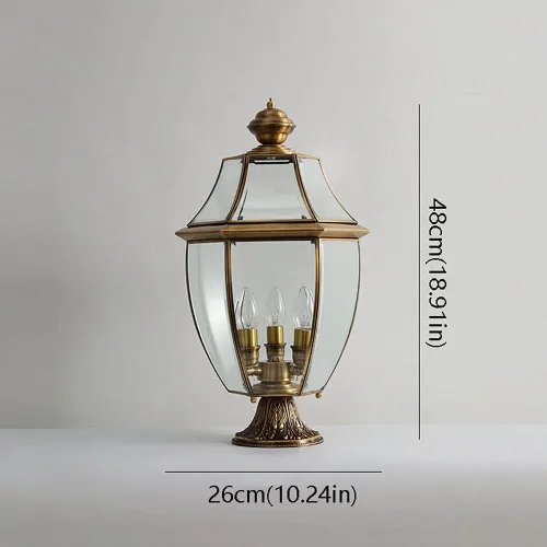 Vista 2 de Luces de poste al aire libre, poste de valla al aire libre, puerta de estilo europeo, todo cobre, impermeable, luz de pilar para el hogar, villa