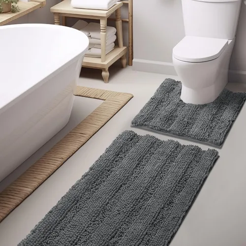 Vista 59 de NICETOWN Tapete negro para baño, antideslizante, suave, absorbente de agua, tapete de bajo perfil para entrada, tapete para vestíbulo, puerta