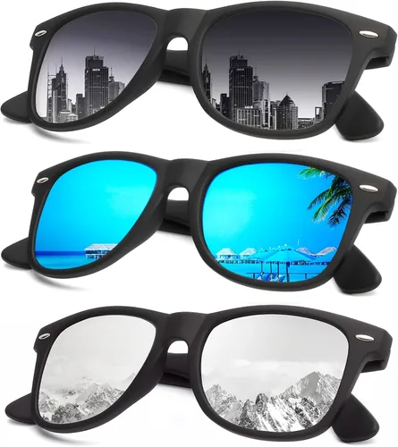 Vista 29 de KALIYADI - Gafas de sol polarizadas para hombres y mujeres unisex, marco semirretráctil, estilo retro, para conducir, con bloqueo UV