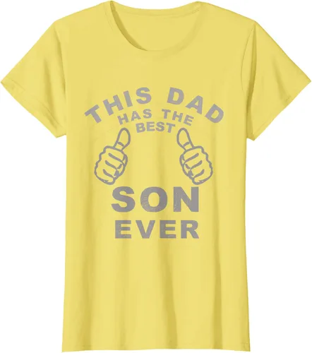 Vista 37 de Camiseta con texto en inglés "This Dad Has the Best Son Ever", regalo del día del padre, Negro