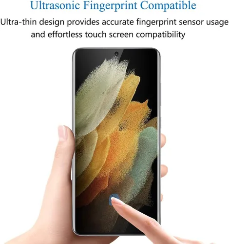 Vista 4 de Protector de pantalla de privacidad para Galaxy S21 Ultra, compatible con sensor de huellas dactilares, película suave adhesiva completa, 2 vías