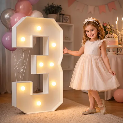Vista 88 de imprsv Letras iluminadas grandes de 3 pies, letras iluminadas de marquesina para fiesta de cumpleaños (3 pies, letra y )