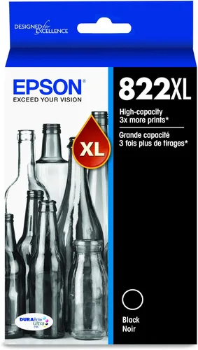 Vista 4 de Epson T822 DURABrite Ultra Ink - Cartucho de color negro y estándar de alta capacidad (T822XL-BCS) y T822 DURABrite Ultra Ink Cartucho negro de alta