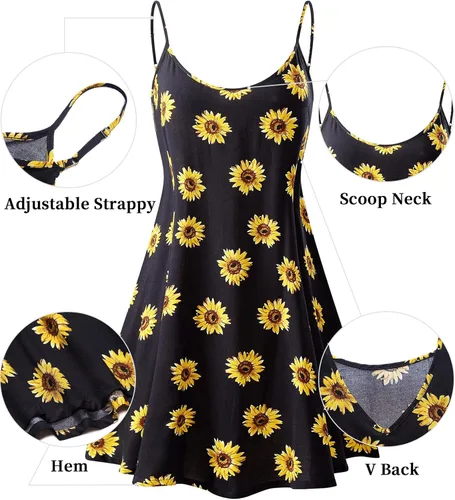 Vista 3 de MSBASIC - Vestido de verano para mujer sin mangas con tiras ajustables