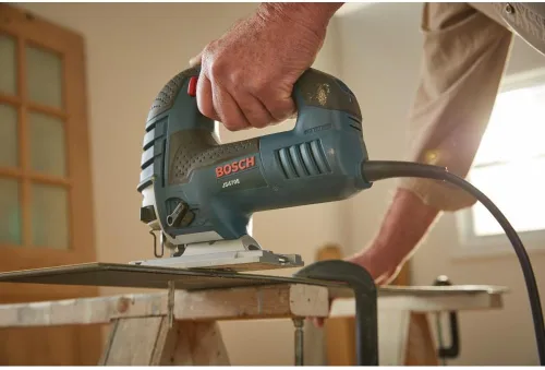 Vista 8 de Bosch - Sierra caladora JS470E, con cable, mango superior, 120 V, baja vibración, velocidad variable, 7 amperios, para un corte suave de hasta 5-7/8
