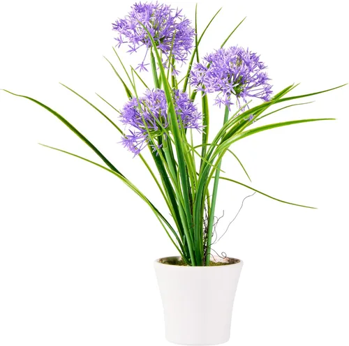Vista 10 de Restaurantware - Orquídeas artificiales de 4 x 14 pulgadas, 12 orquídeas falsas en maceta, 5 flores, uso como centro de mesa, decoración del hogar u