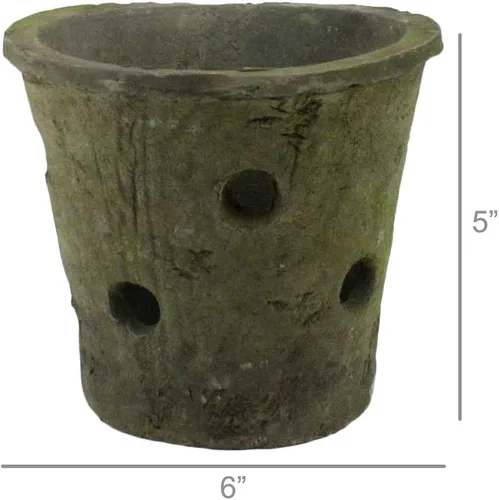 Vista 5 de HomArt Maceta rústica para orquídeas Terra Cotta, gris musgo, 1 unidad