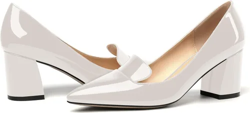 Vista 6 de ROSERWISH Zapatos de vestir para mujer, con puntera puntiaguda, elegantes y sexy, para fiesta, tacÃ³n alto, gruesos, de 2.5 pulgadas