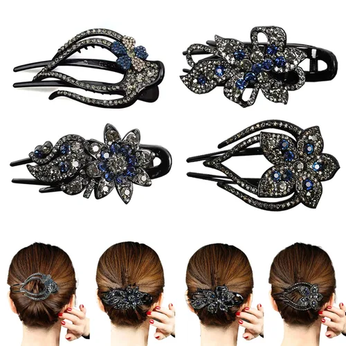Vista 10 de Pinza para el cabello, 8 piezas de accesorios para el cabello con diamantes de imitación brillantes para mujer, pinzas decorativas de moda
