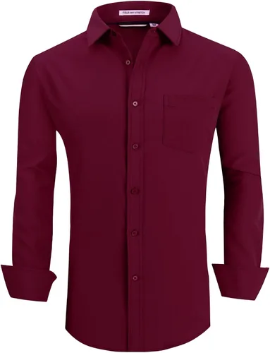 Vista 28 de Alex Vando - Camisa para hombre de manga larga con ajuste regular 06 negro