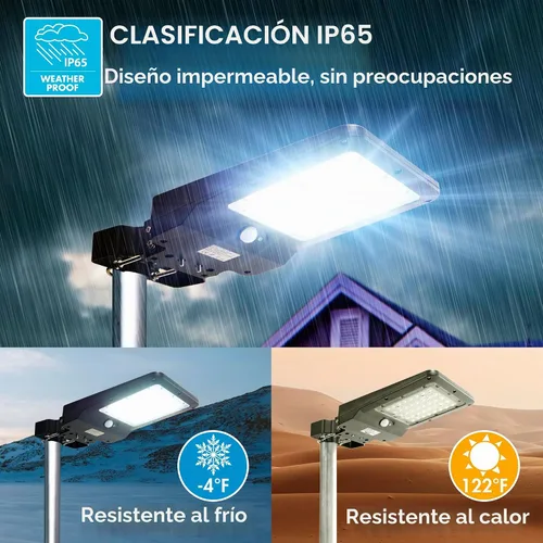 Vista 8 de Wagan EL8588 - Lámpara de calle solar integrada LED de 1000 lúmenes, luz