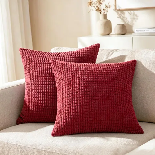 Vista 21 de CaliTime Fundas de Almohada Decorativas Paquete de 2 Cómodas de Pana Acanalada a Rayas Waffle Fundas de Cojines Decorativos para Sofá Cama