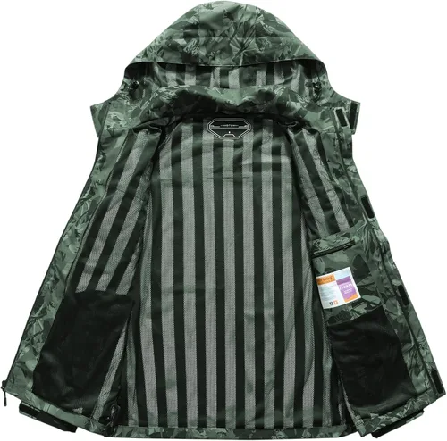 Vista 3 de Chaqueta impermeable ligera para hombre con capucha, para el aire libre, senderismo, viajes