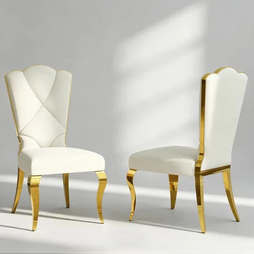 Vista 12 de Juego de 2 sillas de comedor de terciopelo negro y dorado, sillas de cocina tapizadas con respaldo alto con patas de acero inoxidable pulido, sillas