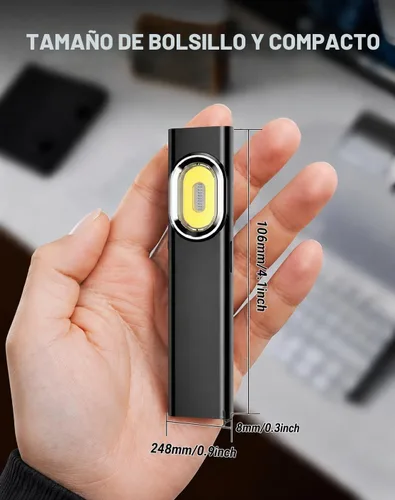 Vista 3 de Linterna EDC de bolsillo, 600 lúmenes, linterna LED ultrafina de 0.315 in
