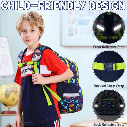 Vista 6 de Fimibuke - Mochila escolar impermeable para niñas y niños, 3 unidades Camiones de construcción A1.yellow
