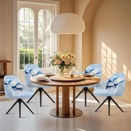 Vista 5 de Funda de asiento para silla de oficina, diseño de muñeco de nieve, con reposabrazos, reutilizable, moderna, con parte inferior elástica, fácil