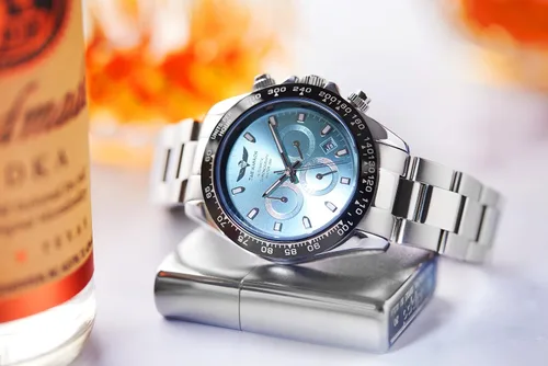 Vista 3 de ROAD WARRIOR Reloj de pulsera automático dorado para hombre, caja mecánica de acero inoxidable, cristal de zafiro, reloj automático de lujo