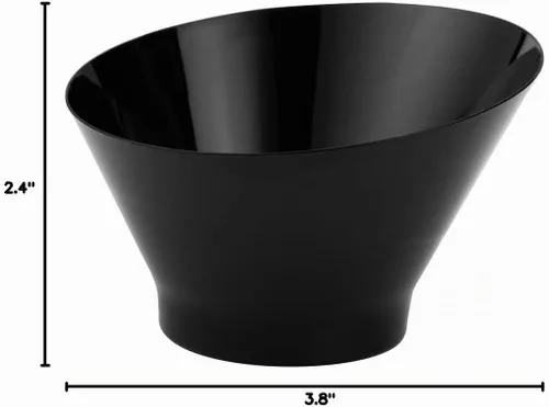 Vista 14 de Restaurantware - Cuencos para servir de 5 onzas, 100 cuencos desechables para aperitivos, diseño inclinado, redondo, cuenco de plástico negro