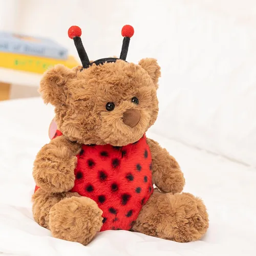 Vista 8 de Oso de peluche suave, juguetes de peluche con disfraz de mariquita, oso de peluche, disfraz de mariquita, oso de peluche, regalo para niños y amantes
