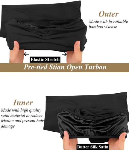 Vista 4 de Elegante turbante abierto con forro de satén para mujer, diademas de entrenamiento unisex antideslizantes deportivas para yoga, para viajes, fitness