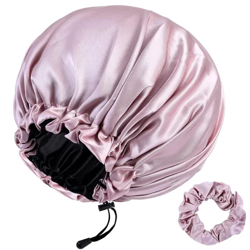 Vista 9 de RedJoe 22 Momme - Gorro de seda de morera 100 % para dormir, gorro de dormir ajustable de seda para mujeres y hombres, para el cuidado del cabello