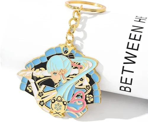Vista 3 de rongji jewelry Genshin - Llavero de metal con diseño de personajes, lindo personaje de juego, accesorios para fanáticos del juego (Kamisato Ayaka)
