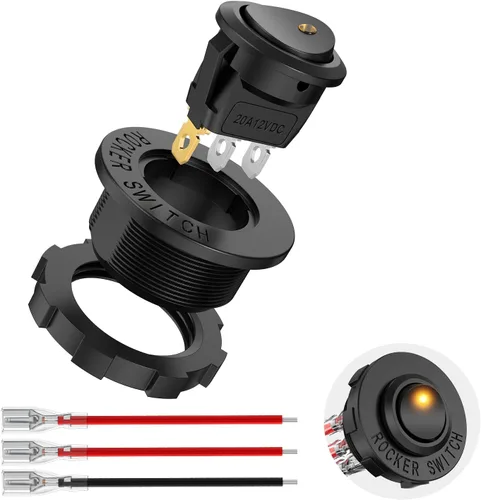 Vista 12 de Nilight Interruptor de palanca basculante de 12 piezas, 3 pines 12V 20A con cable, luz LED redonda, interruptores de encendido y apagado SPST