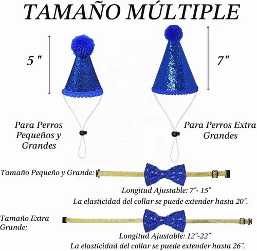 Vista 5 de STMK Decoraciones de cumpleaños para perros, sombrero de cumpleaños de perro de varios tamaños con números, bandana, corbatín, bandera, bandera