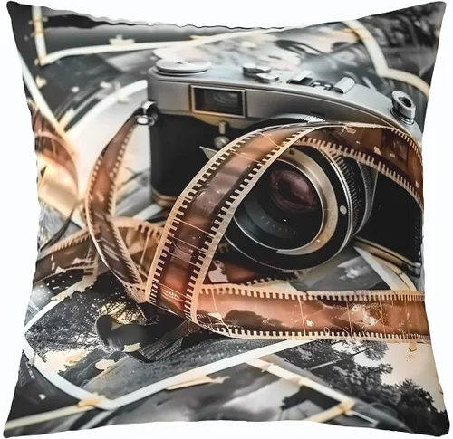 Vista 21 de Homewish Theater Cinema Poster Throw Pillow Covers (Pack of 1),Retro Movie Cushion Cover for Kids Boys Teens Popcorn Pillow Cases Movie Night Living