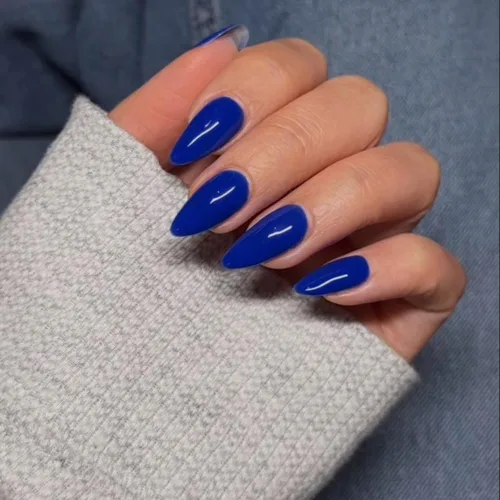 Vista 39 de 48 piezas de uñas postizas a presión color burdeos, uñas falsas en forma de almendra, pegamento para uñas, uñas de longitud media
