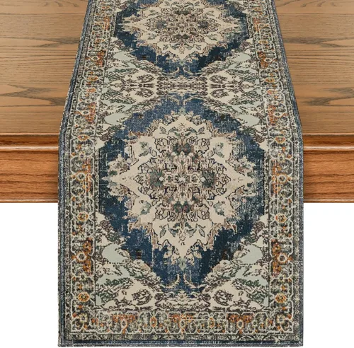 Vista 14 de Artoid Mode Camino de Mesa Estilo Boho Bohemia Naranja, Decoración Mágica de Otoño para Cocina y Comedor de Estilo Rústico y Granja, para Decoración