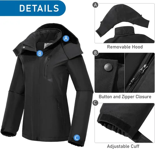 Vista 5 de GOLDEN CAMEL Women's Winter Jacket Windproof Ski Snow Jacket Waterproof Thicken Parka Rain Jacket Warm Puffer Coat