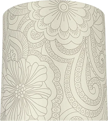 Vista 3 de Aspen Creative 58305, pantalla Drum Uno, patrón floral crema, 8 pulgadas superior x 8 pulgadas inferior x 8 pulgadas de alto, deslizamiento UNO