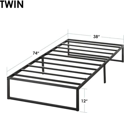 Vista 2 de Mellow MYLA - Marco de cama de plataforma de metal de 12 pulgadas con listones de acero, tamaño matrimonial