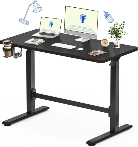 Vista 12 de FLEXISPOT H7 Plus - Escritorio de pie ajustable con resorte de gas, estación de trabajo móvil con rueda, escritorio inalámbrico para habitación