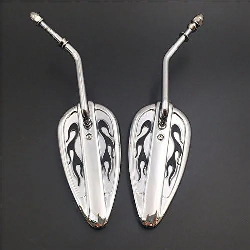 Vista 5 de NBX- Espejo de lágrima de aluminio cromado sin logo para Harley Sportster Dyna Fat Bob CVO FXDFSE