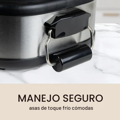 Vista 7 de HomeCraft HCTSC15SS Olla de cocción lenta de acero inoxidable de 3 estaciones de 1.5 cuartos ovalada para buffet, con tapa y reposa cucharas