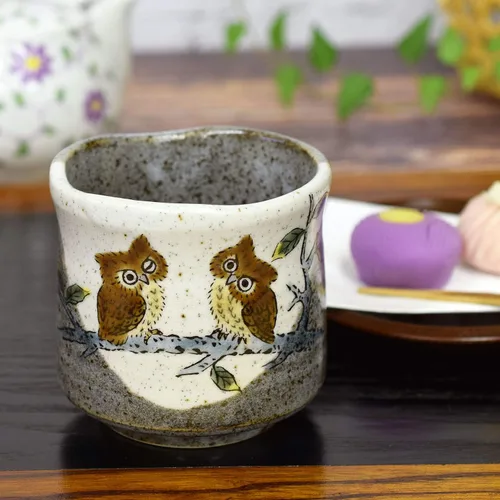 Vista 3 de Japanese Yunomi Tea Cup Owl KUTANI YAKI(ware)