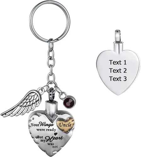 Vista 23 de Your Wings were Ready but My Heart was Not - Joyería de cremación de acero inoxidable para llavero de urna de ceniza dorado, Aunt
